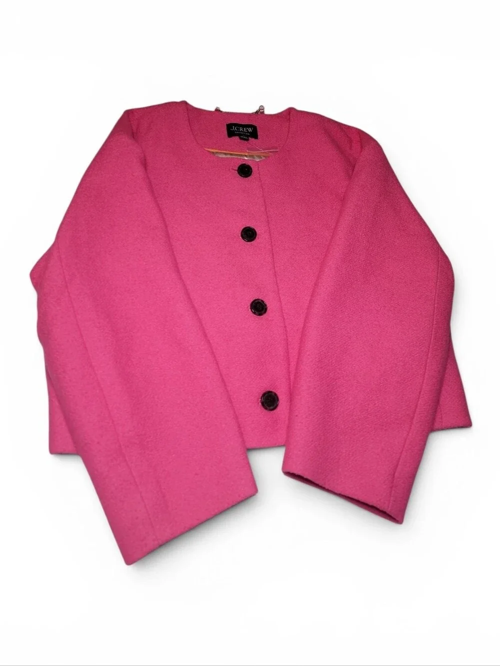 J. Crew Womens Pink Lady Bomber Cropped Wool Blend Jacket